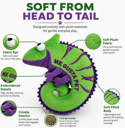 Cat Toys Catnip Crinkly Sound Toy with North American Catnip | Lizard Cat Toy Crinkle Paper Sound | Cat Kitten Toy Teething Chew | Cats Kicker Crinkle Paper | Chameleon Cat Toy 4.5-INCH