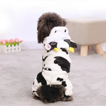 Dog Clothing Autumn Winter Thickened Coral Velvet Thermal Insulation Teddy Puppy Clothes Warm Garment Dinosaur Cream Dress Up