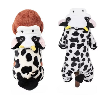 Dog Clothing Autumn Winter Thickened Coral Velvet Thermal Insulation Teddy Puppy Clothes Warm Garment Dinosaur Cream Dress Up